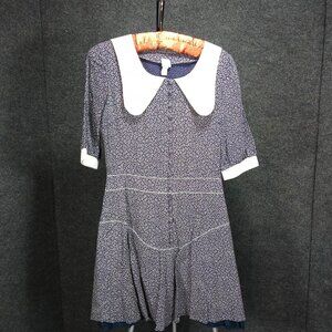 1960's Vintage Navy and White Floral Rayon Short Dress Made in Finland